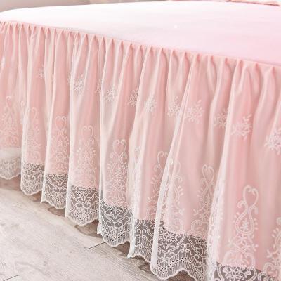 美帮汇床裙冰丝凉席三件套1.8m床蕾丝花边夏季1.5米床罩可水洗空调席子