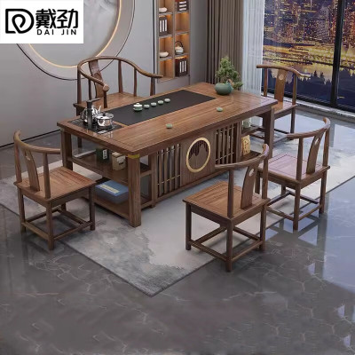 戴劲 茶台茶具套装一体禅意茶几茶桌椅套装组合泡茶台2.0祥和桌+围椅+4月牙