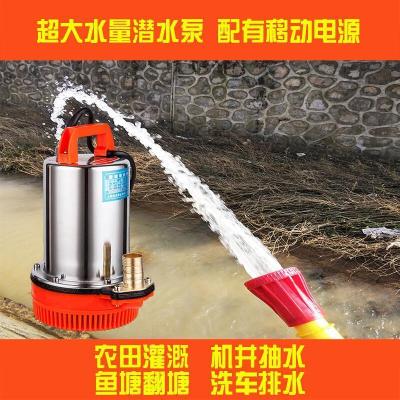 充电式潜水泵户外浇菜浇地抽水泵农田灌溉浇水泵农用抽水泵抽水机 12v直流潜水泵不带管子