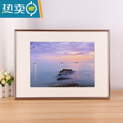 敬平简约窄边铝合金画框装裱8k4开A2海报外框定制A3相框挂墙拼图框架 圆弧面702玫瑰金 A2(42*59.4cm)送