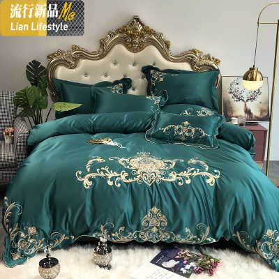 欧式棉床单四件套刺绣丝滑被套网红款棉床上用品 三维工匠