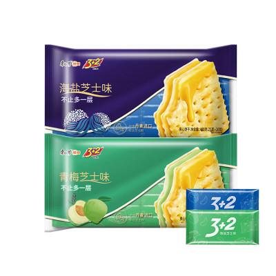 苏宁宜品康师傅青梅味夹心饼干400克袋装低糖美味零食健康零食小吃(25g*16包)*3