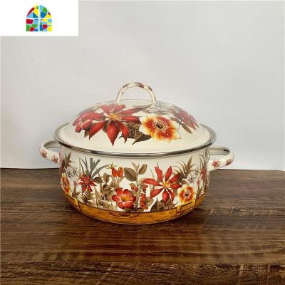 木易食堂 烧锅珐琅汤锅搪环锅薄款盖盖储存食物猪油 FENGHOU 蓝色16cm