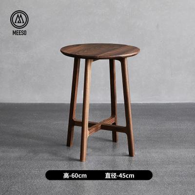 森美人黑胡桃木客厅沙发边几咖啡桌阳台小方桌电脑桌边桌实木小圆茶几