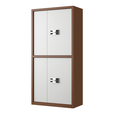 帅畅指纹电子保密柜钢制密码文件柜档案柜矮柜资料柜办公柜通双节咖白色:国保密码锁