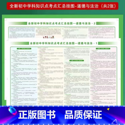 政治[挂图2张] 初中通用 [正版]小四门必背知识点挂图 初中知识点考点汇总挂图语文数学英语物理化学政治历史全套地理生物