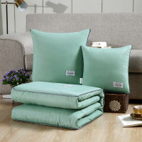 简约贴布绣抱枕被子两用枕头二合一加厚正方形空调被 纯色靠垫被