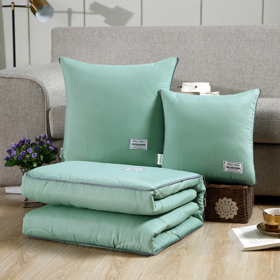 简约贴布绣抱枕被子两用枕头二合一加厚正方形空调被 纯色靠垫被