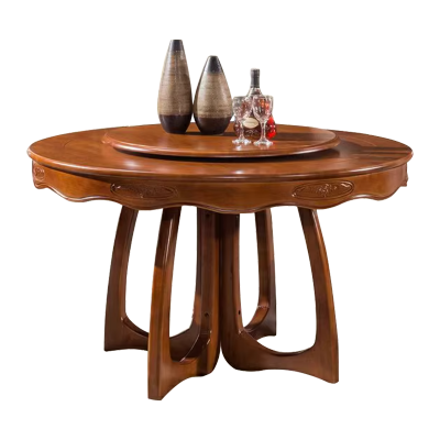 臻远 ZY5110213 实木餐桌圆盘餐桌椅组合1.2米圆桌4把餐椅