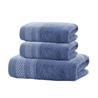 安居先森 五星级酒店长绒棉两条毛巾一条浴巾礼盒 一往情深 蓝(盒)