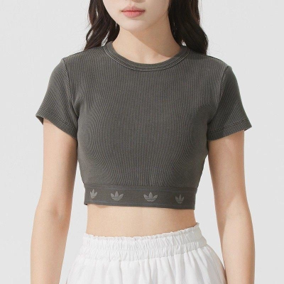 ADIDAS阿迪达斯三叶草短袖T恤运动休闲针织圆领短款女装JD0041 C