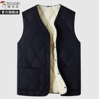 啄木鸟新款马甲秋冬男士新款加绒加厚中老年打底背心保暖坎肩马夹