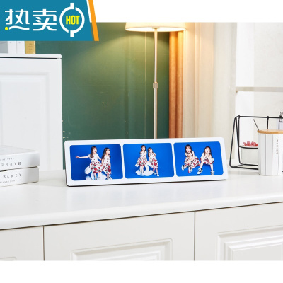 敬平水晶摆台定制婚纱照儿童相册创意洗照片做成宫格相框简约情侣宝宝 12✖45厘米[简约三联] [简约.创意.超大尺寸]