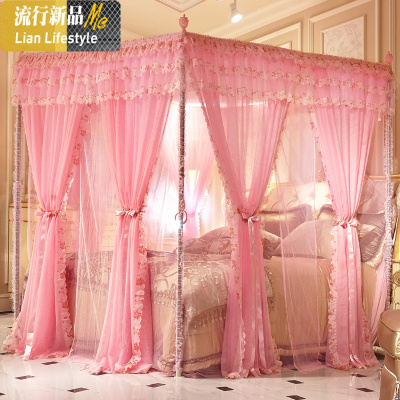 宫廷双层蚊帐欧式家用公主风床幔支架1.5米落地1.8m卧室2.0三开 三维工匠