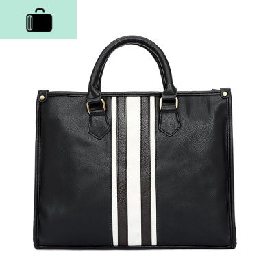 原创韩版男包 英伦商务手提包 复古男包休闲单肩公文包潮流男包包NEW LAKE 黑色男士手提包