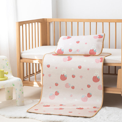 婴儿凉席宝宝小床冰丝席幼儿园午睡垫子夏季双面儿童藤席双面席子