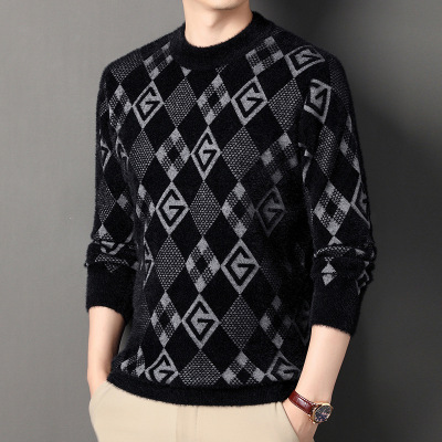 秋冬季毛衣男士内搭一体绒针织打底衫加绒加厚冬装线衣保暖上衣服