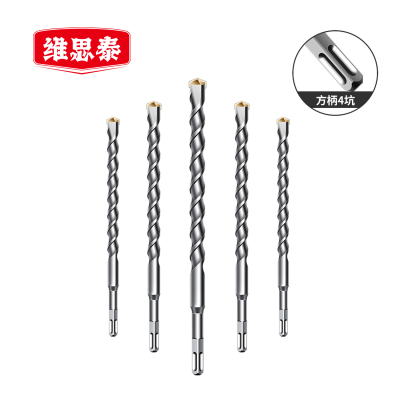 维思泰 方柄四坑加长混凝土穿墙冲击石材水泥电锤钻头 32×350mm 支