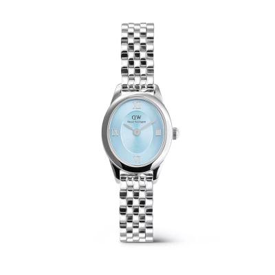 女士石英腕表蓝盘银色精钢表带mm时尚商务防水赠品