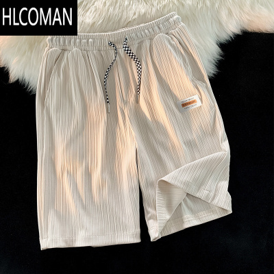 HLCOMAN冰丝短裤男夏季超薄透气五分裤子青春潮牌弹力居家睡裤宽松休闲裤