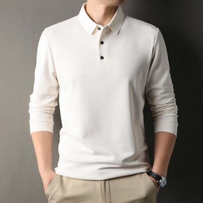 男士polo衫秋季新款纯色长袖翻领休闲男士T恤休闲翻领