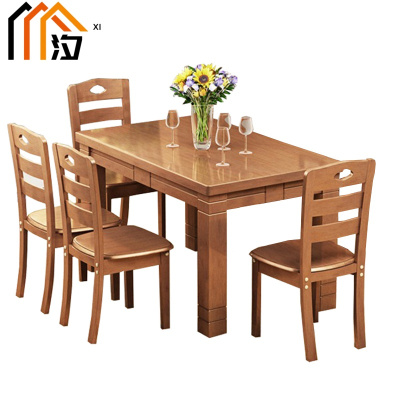 汐餐桌浅胡桃一桌四椅套