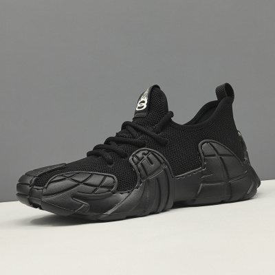 男生夏季透气网面鞋百搭欧洲站男鞋黑色运动休闲鞋小众厚底老爹鞋