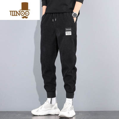 YANXU干活穿的裤子男耐磨脏上班工作劳保服灯芯绒卫裤束脚宽松运动休闲