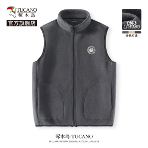 啄木鸟潮流马甲男款秋冬季摇粒绒保暖背心男士美式潮牌立领坎肩Y