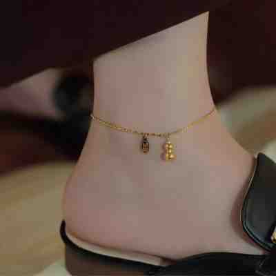 时尚招财葫芦脚链女高级感ins小众设计新款足链女钛钢不掉色配饰送女朋友老婆情人节七夕生日礼物