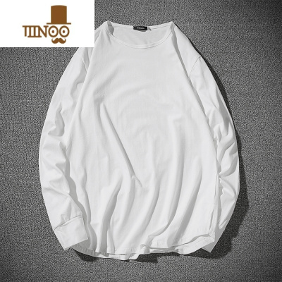 YANXU露指长袖t恤男加肥加大码中长薄款体恤潮胖子宽松打底衫