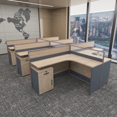 臻远GWD-006屏风办公桌职员办公桌椅组合办公电脑桌隔断卡座 干型6人位