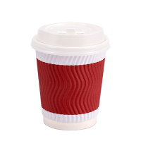 黎战 FR-061 280ml 带盖加厚隔热防烫双层纸杯水杯 500个/箱 (计价单位:箱) 白红