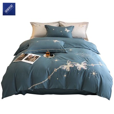 安居先森埃及长绒棉大版绣双人床四件套活性印染C1779