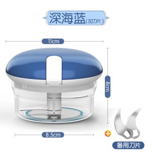 家用蒜泥器手动压蒜器切绞拉搅拌机搅蒜器大蒜捣蒜蒜蓉搅碎机 敬平 迷你款深蓝色+备用刀片研磨碗(碎物器)