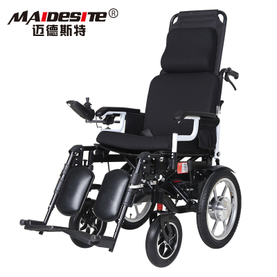 迈德斯特(MAIDESITE)电动轮椅806锂电20A高靠背可全躺带后控 老年残疾人折叠轻便代步车 手动电动切换助行车