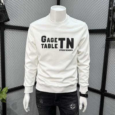 欧洲站字母卫衣男秋冬字母潮ins修身潮流帅气休闲加绒长袖T恤上衣