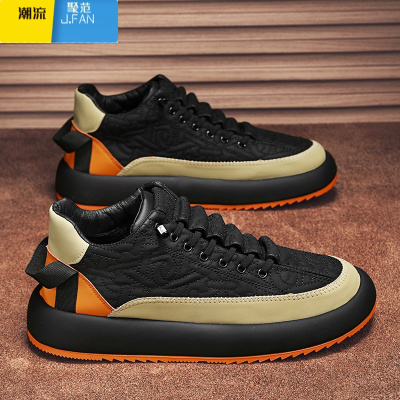 聚范帆布男鞋2024新款夏季韩版潮流运动休闲黑色板鞋男款百搭厚底潮鞋