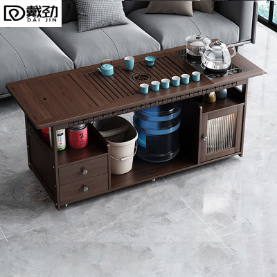 戴劲移动茶台家用竹木小茶桌烧水壶一体简约现代功夫茶几 120长茶字面玻璃电器+孔雀茶具