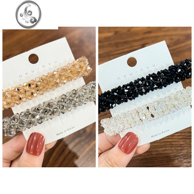 JiMi发夹女韩国ins简约仿水晶夹子头饰顶夹发卡一字夹横夹马尾弹簧夹