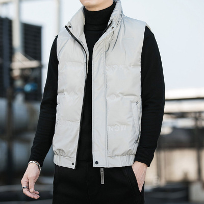 羽绒服男士秋冬新款休闲马甲简约立领白鸭绒无袖坎肩马夹背心外套
