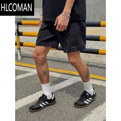HLCOMAN美式运动短裤男款夏季跑步速干透气五分裤日系纯色宽松休闲沙滩裤