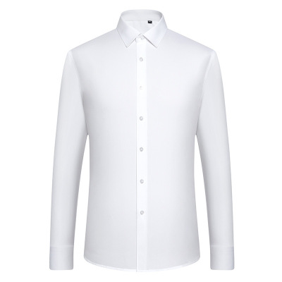 春季长袖衬衫男修身弹力免烫竹纤维工装衬衣男士纯色百搭商务寸衫