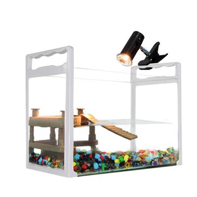 乌龟缸玻璃 拉手水族箱鱼缸 方形豪华养巴西龟龟箱子别墅配晒台