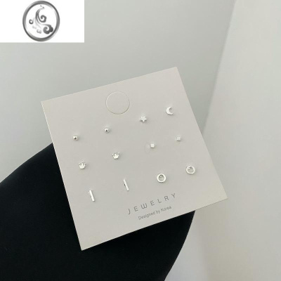 JiMis925银针基础简约女小巧耳钉套装迷你精致百搭冷淡风爱心耳环耳饰