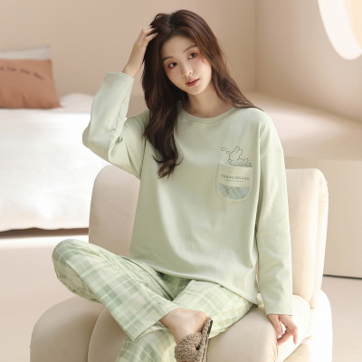 纯棉睡衣女款2025新款春秋季长袖全棉可外穿休闲家居服套装冬