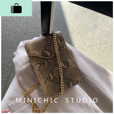 CHIC安娜同款蛇纹手机包女新款复古韩版时尚气质单肩斜跨链条小包NEW LAKE女斜挎包
