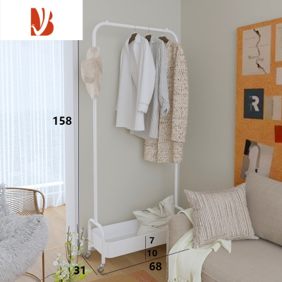 三维工匠ins晾衣架落地卧室挂衣架衣帽架室内储物架移动带轮子整理架铁艺