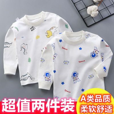 春秋季单秋衣中小童长袖T恤男童女童秋衣肩扣单上衣