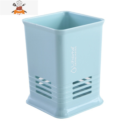 筷子筒带刀架笼子沥水置物架托家用筷笼筷筒厨房餐具勺子收纳盒 敬平 睿智蓝单格餐具架